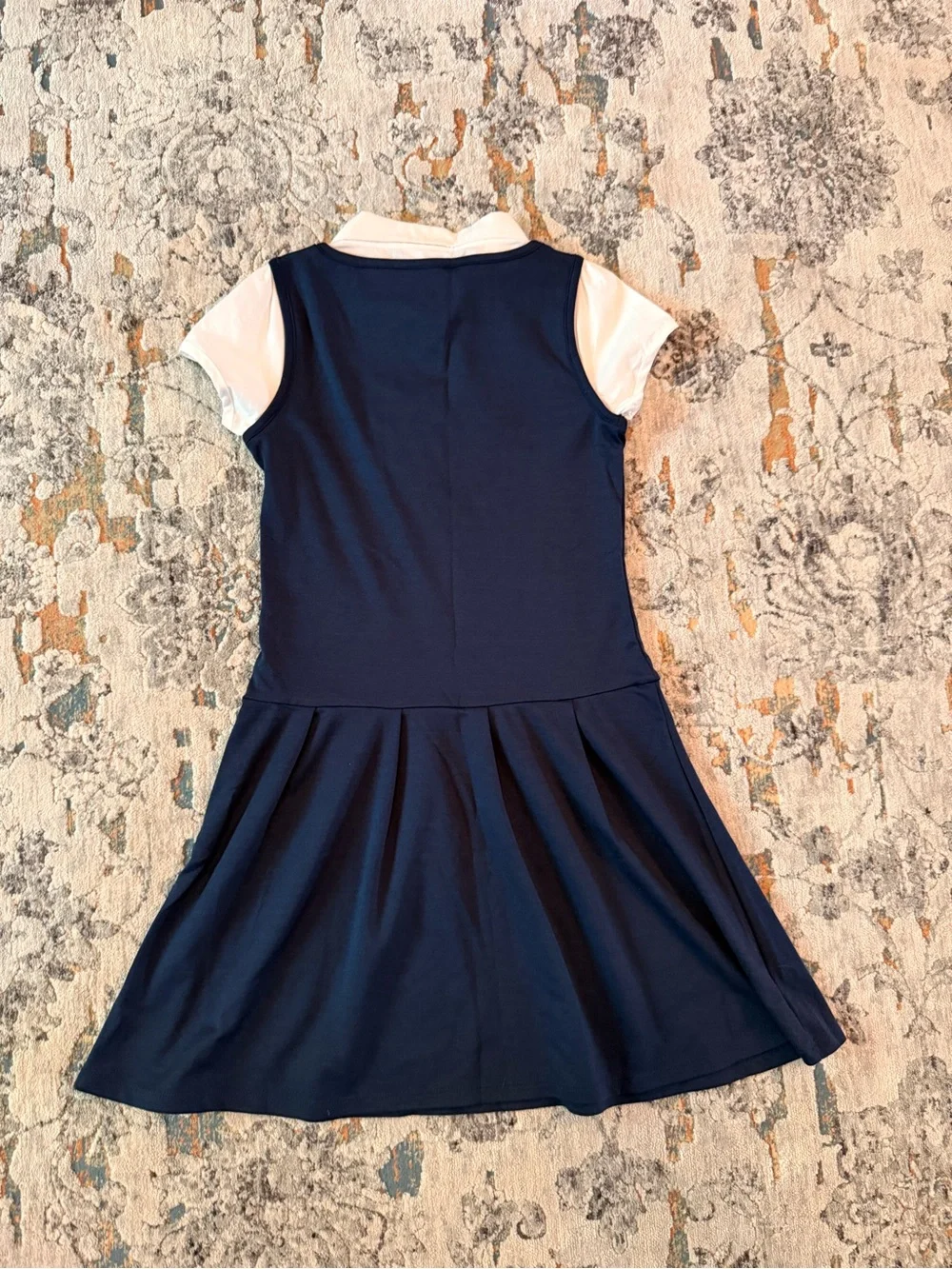 Girls Navy Knit 2-in-1 Uniform Dress Size Large (10/12)